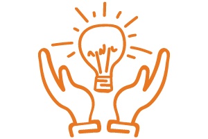 Drawing of a Lightbulb in hands