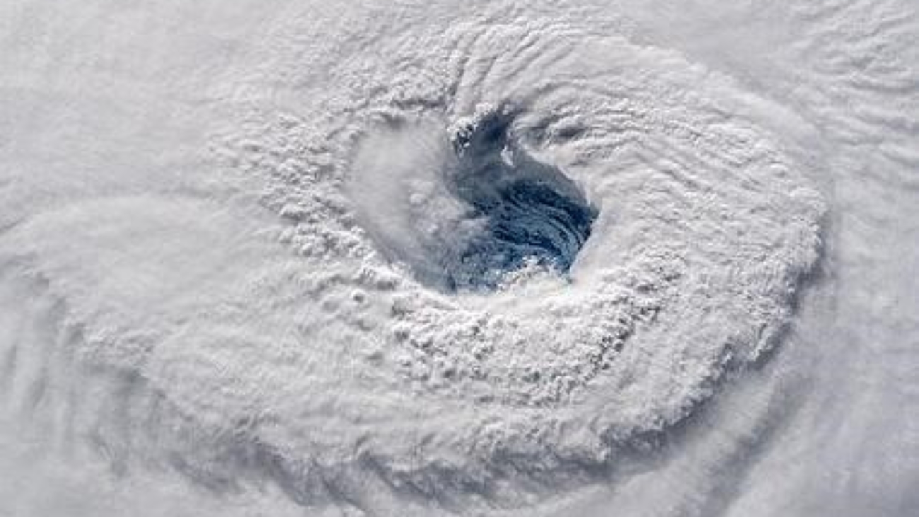 an image of a circular cloud formation from above